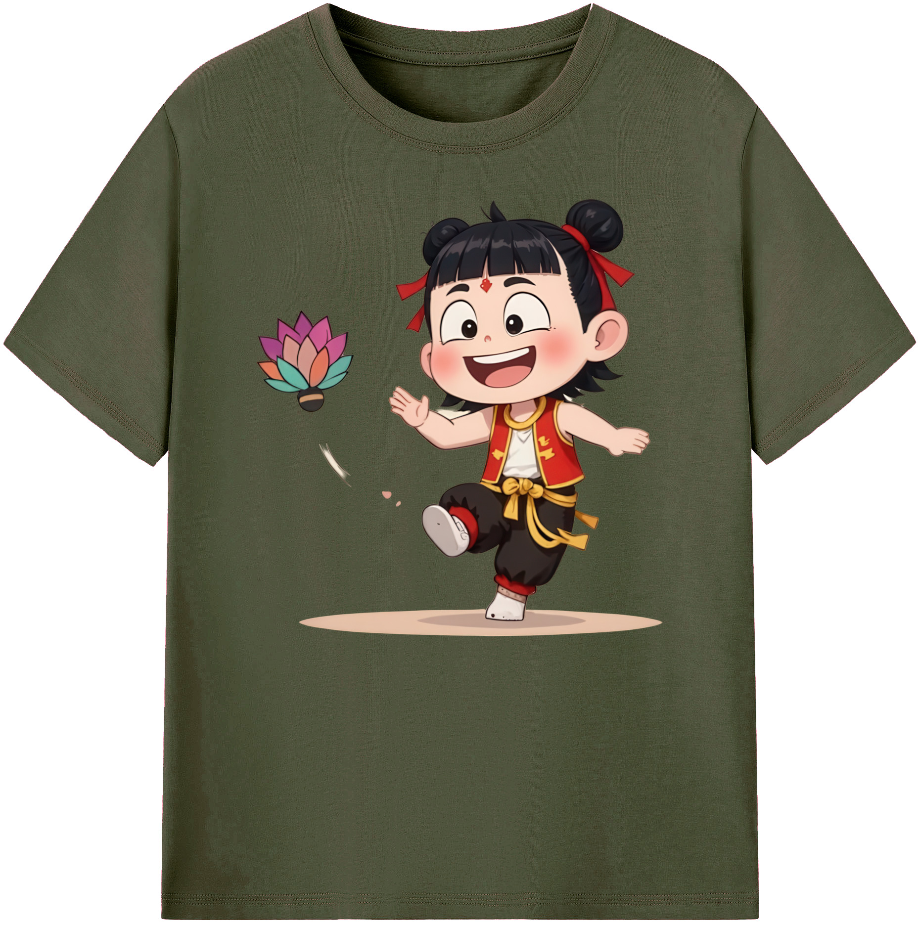 （画像用） Ne Zha 2 ナタ 魔童の大暴れ 綿100％ メンズ半袖Tシャツ｜肌触りやわらか＆通気性